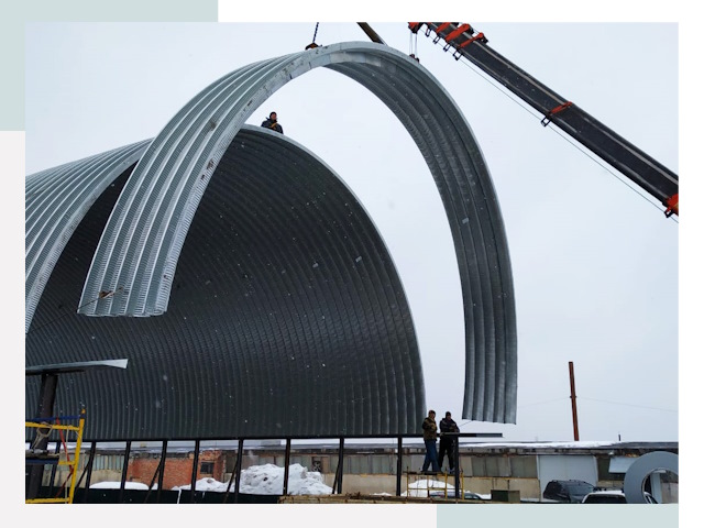 Полукруглые ангары в Кстово